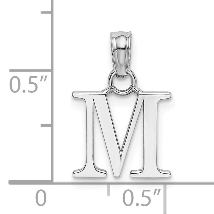 Lovely Rita's Pendants & Charms 14K White Gold Block Design Small Letter M Initial Charm Pendant
