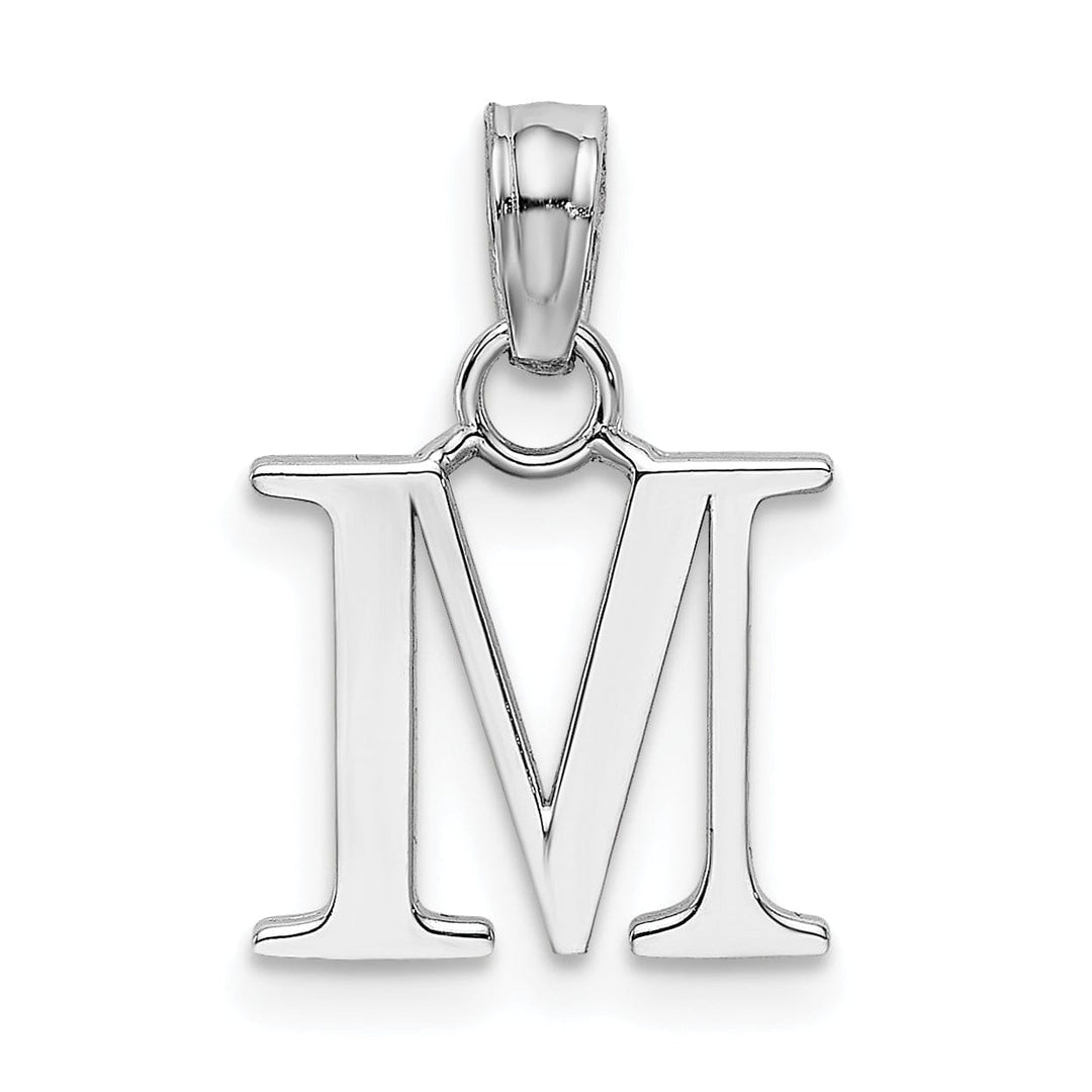Lovely Rita's Pendants & Charms 14K White Gold Block Design Small Letter M Initial Charm Pendant