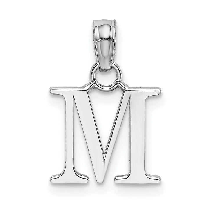 Lovely Rita's Pendants & Charms 14K White Gold Block Design Small Letter M Initial Charm Pendant