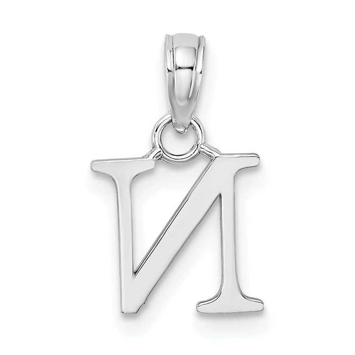 Lovely Rita's Pendants & Charms 14K White Gold Block Design Small Letter N Initial Charm Pendant