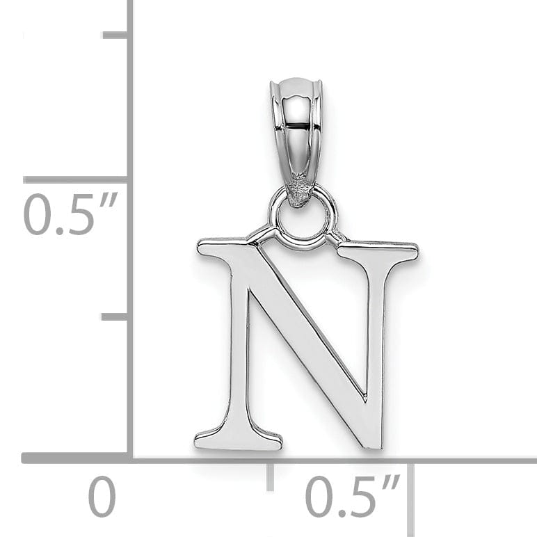 Lovely Rita's Pendants & Charms 14K White Gold Block Design Small Letter N Initial Charm Pendant