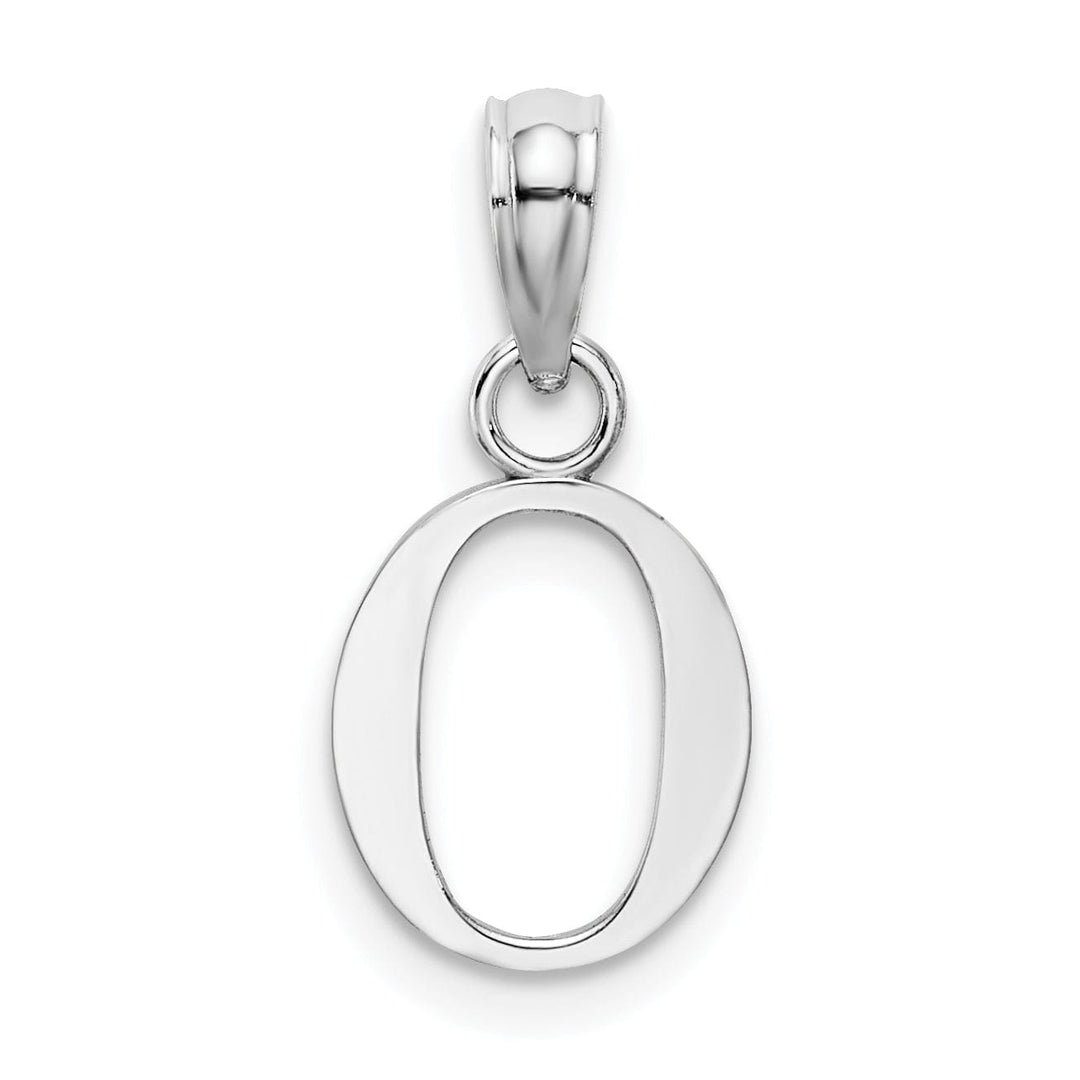Lovely Rita's Pendants & Charms 14K White Gold Block Design Small Letter O Initial Charm Pendant