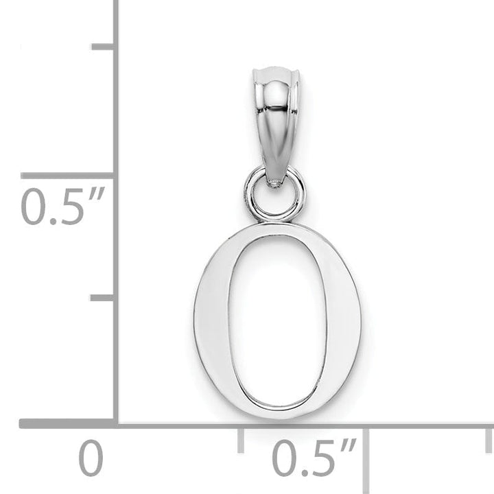 Lovely Rita's Pendants & Charms 14K White Gold Block Design Small Letter O Initial Charm Pendant