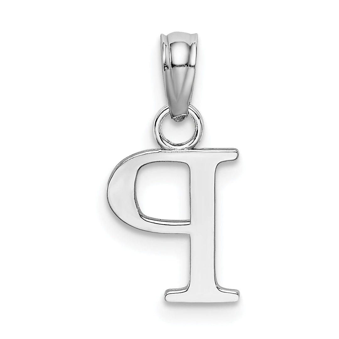 Lovely Rita's Pendants & Charms 14K White Gold Block Design Small Letter P Initial Charm Pendant