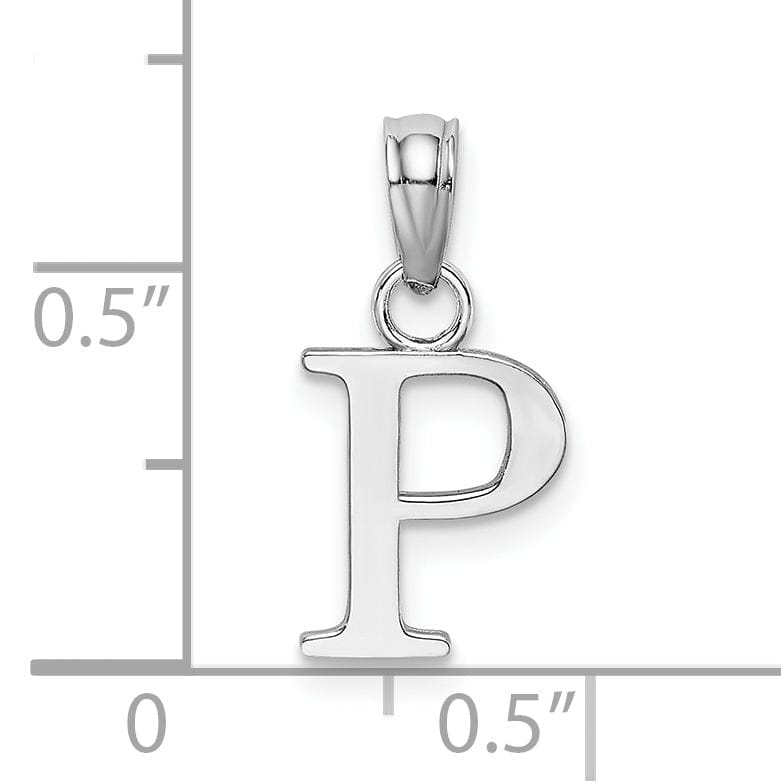 Lovely Rita's Pendants & Charms 14K White Gold Block Design Small Letter P Initial Charm Pendant