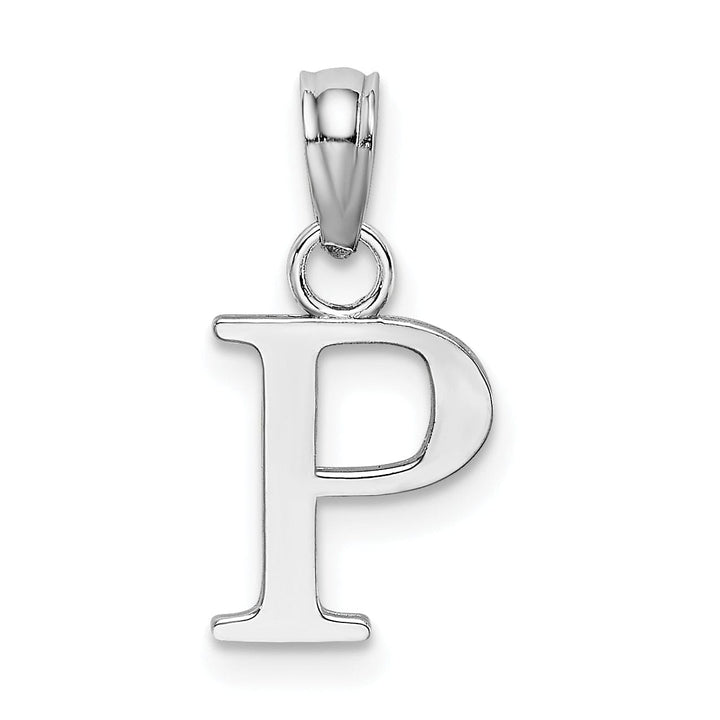 Lovely Rita's Pendants & Charms 14K White Gold Block Design Small Letter P Initial Charm Pendant
