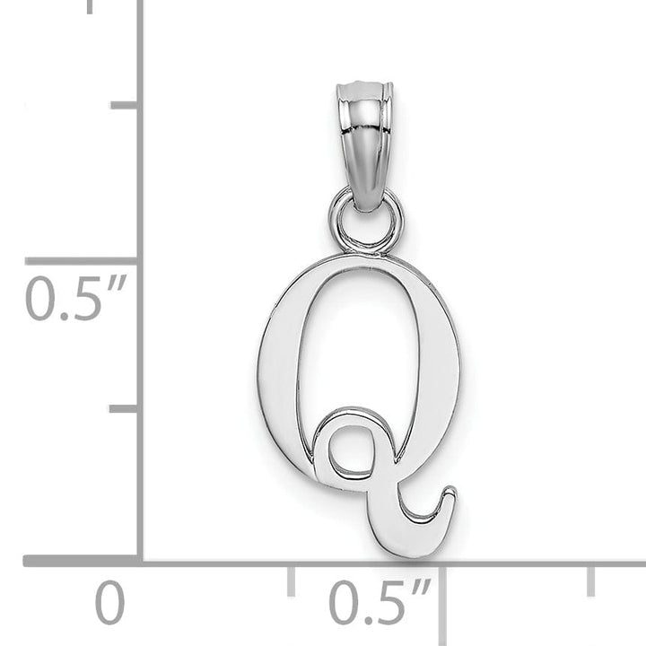 Lovely Rita's Pendants & Charms 14K White Gold Block Design Small Letter Q Initial Charm Pendant