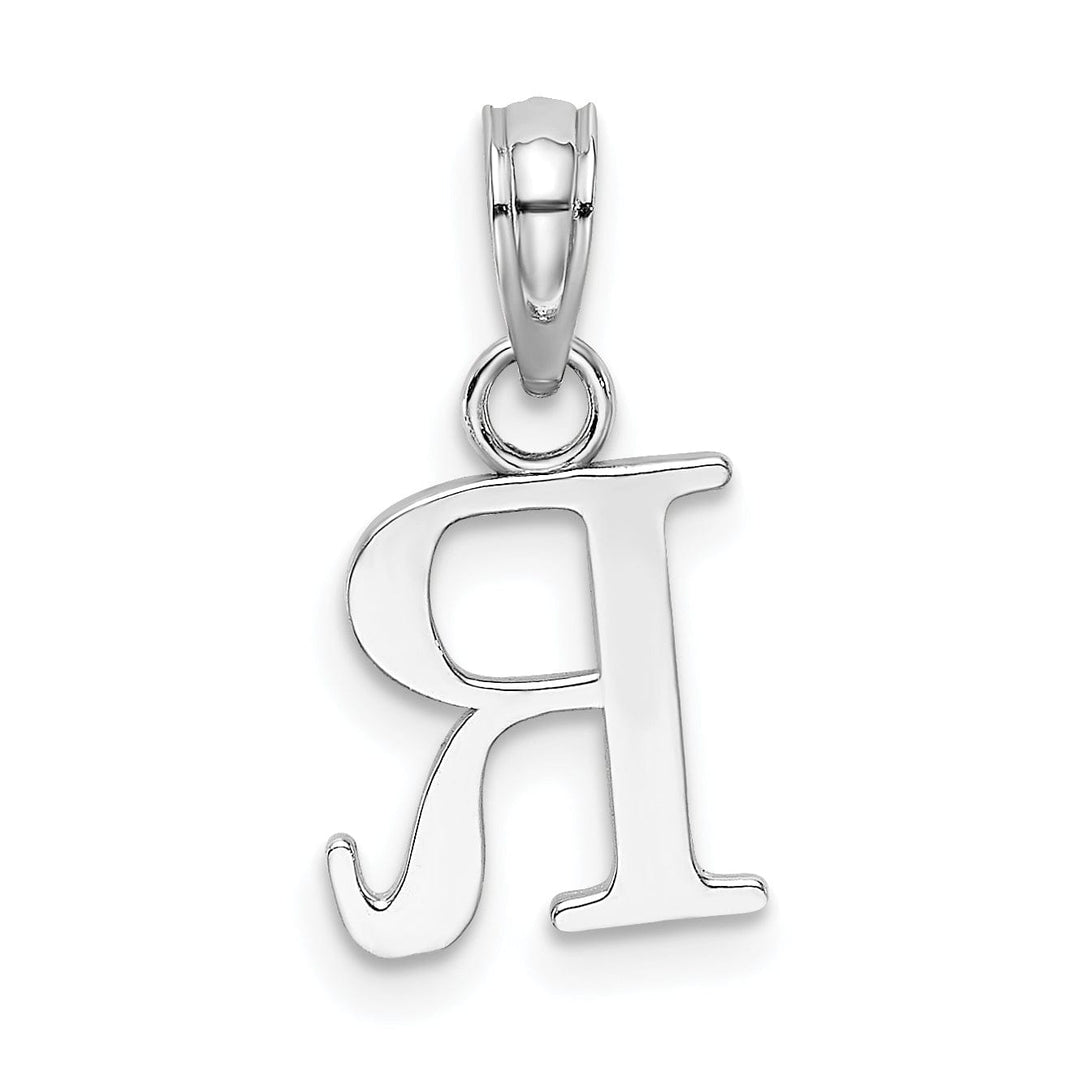 Lovely Rita's Pendants & Charms 14K White Gold Block Design Small Letter R Initial Charm Pendant