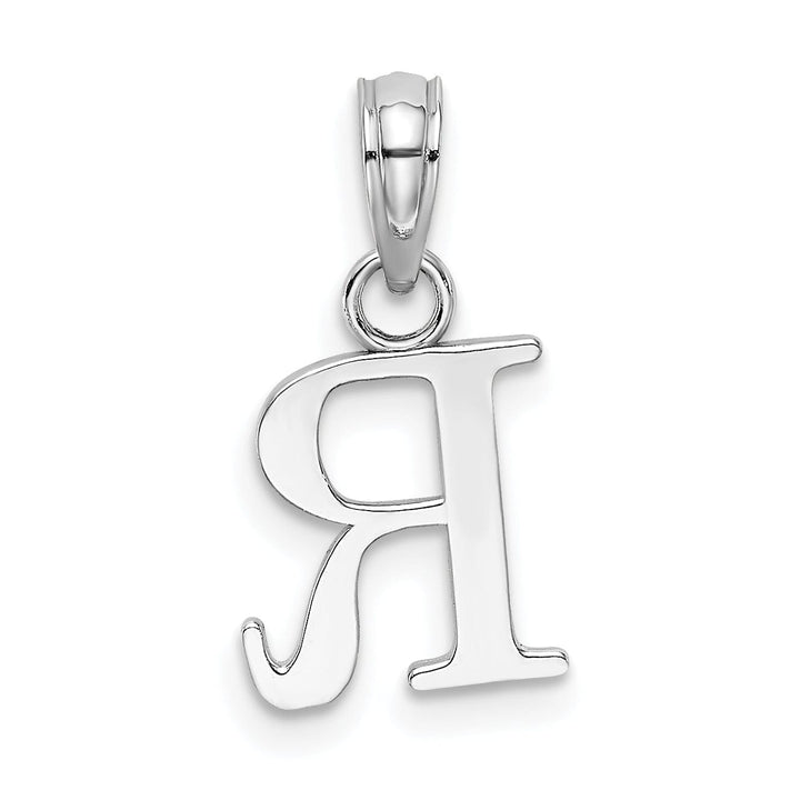 Lovely Rita's Pendants & Charms 14K White Gold Block Design Small Letter R Initial Charm Pendant