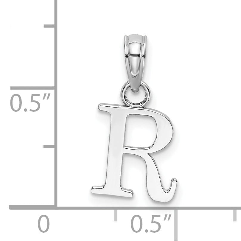 Lovely Rita's Pendants & Charms 14K White Gold Block Design Small Letter R Initial Charm Pendant
