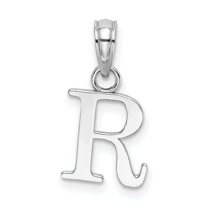Lovely Rita's Pendants & Charms 14K White Gold Block Design Small Letter R Initial Charm Pendant