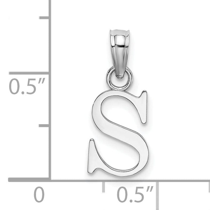 Lovely Rita's Pendants & Charms 14K White Gold Block Design Small Letter S Initial Charm Pendant
