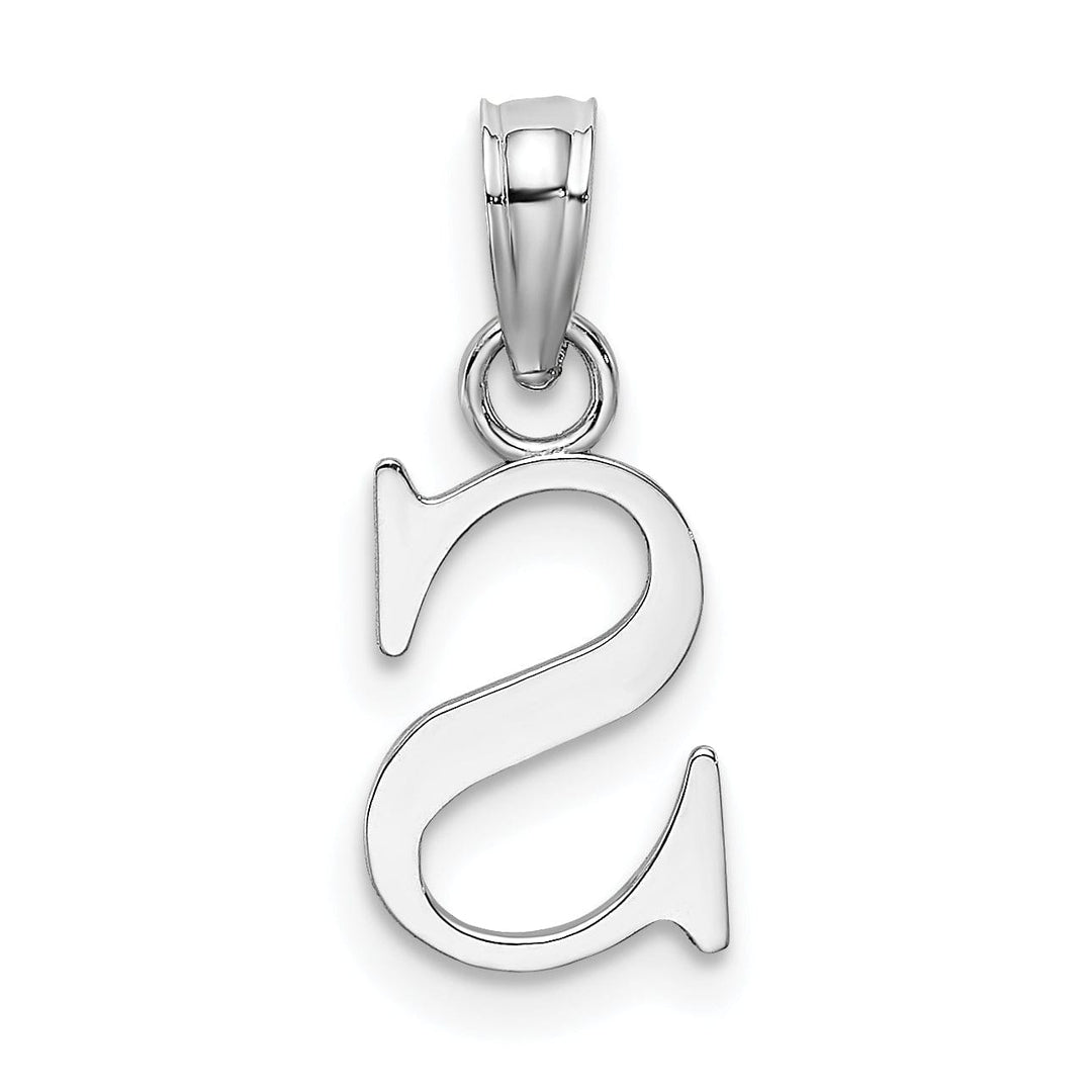 Lovely Rita's Pendants & Charms 14K White Gold Block Design Small Letter S Initial Charm Pendant