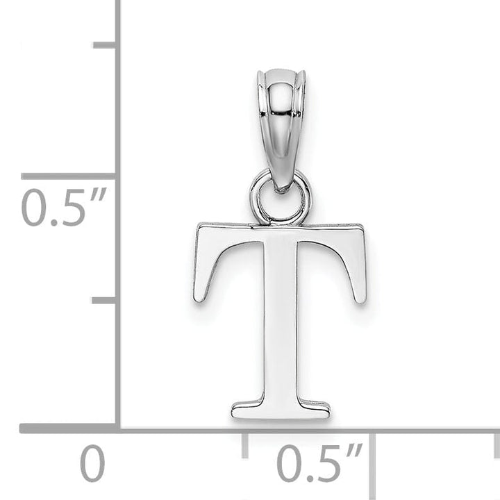 Lovely Rita's Pendants & Charms 14K White Gold Block Design Small Letter T Initial Charm Pendant