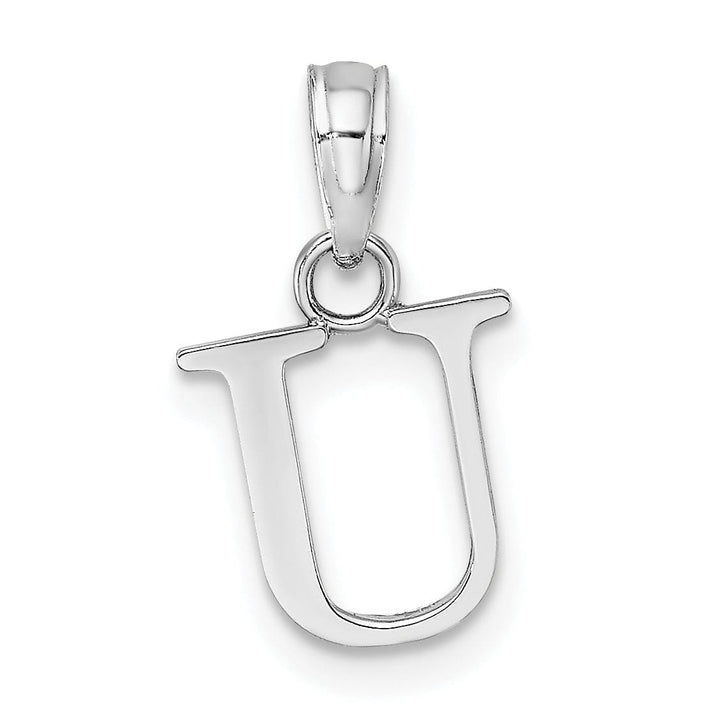 Lovely Rita's Pendants & Charms 14K White Gold Block Design Small Letter U Initial Charm Pendant