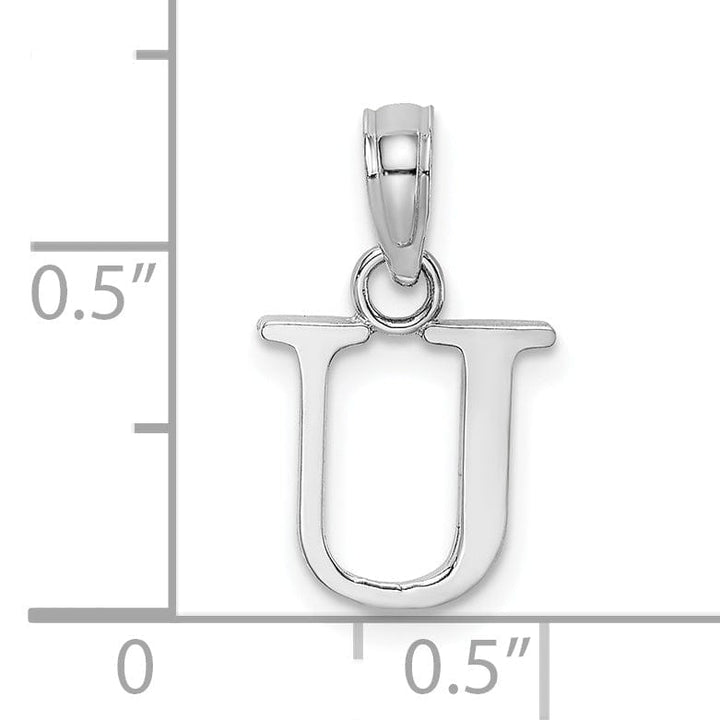 Lovely Rita's Pendants & Charms 14K White Gold Block Design Small Letter U Initial Charm Pendant