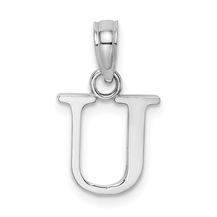 Lovely Rita's Pendants & Charms 14K White Gold Block Design Small Letter U Initial Charm Pendant