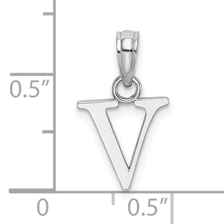 Lovely Rita's Pendants & Charms 14K White Gold Block Design Small Letter V Initial Charm Pendant