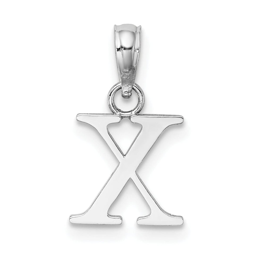 Lovely Rita's Pendants & Charms 14K White Gold Block Design Small Letter X Initial Charm Pendant