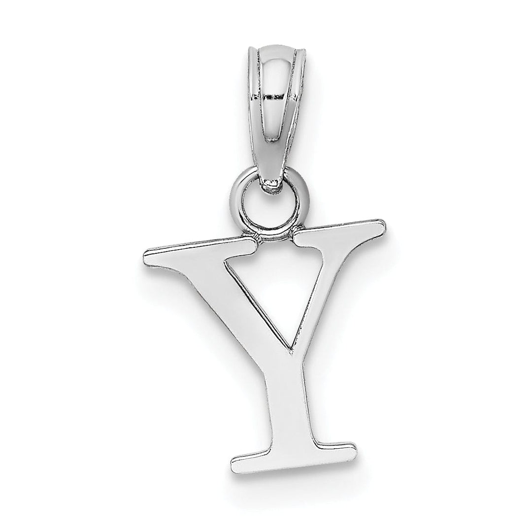 Lovely Rita's Pendants & Charms 14K White Gold Block Design Small Letter Y Initial Charm Pendant