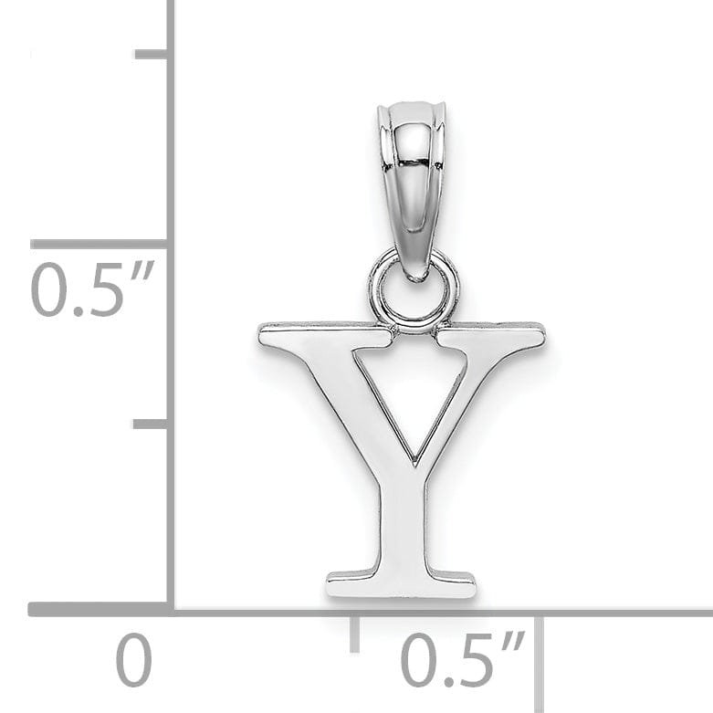 Lovely Rita's Pendants & Charms 14K White Gold Block Design Small Letter Y Initial Charm Pendant
