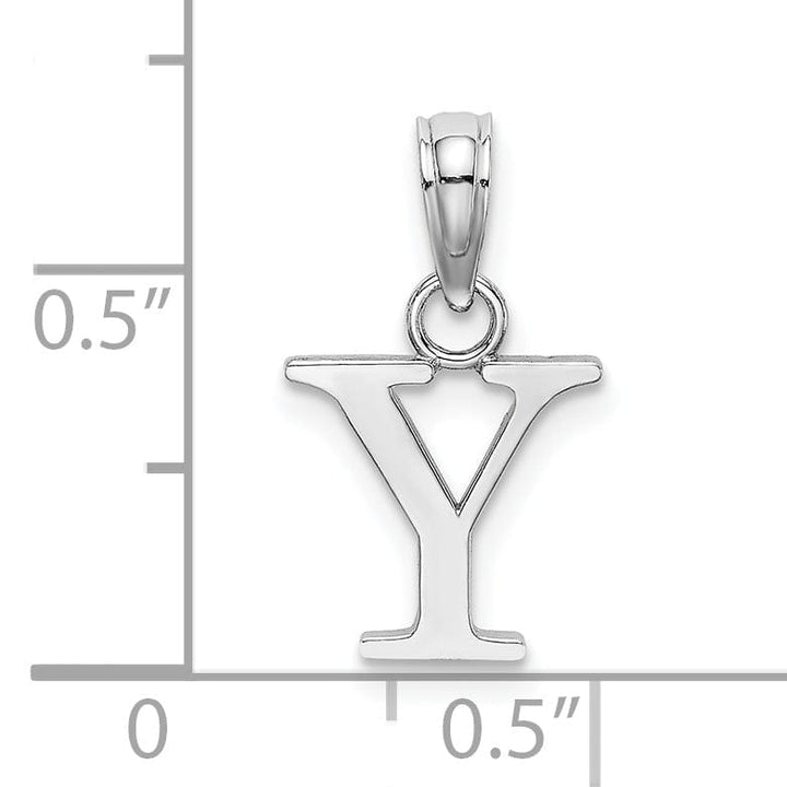 Lovely Rita's Pendants & Charms 14K White Gold Block Design Small Letter Y Initial Charm Pendant