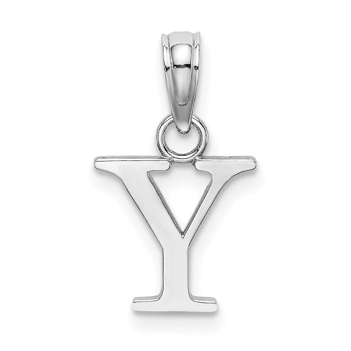 Lovely Rita's Pendants & Charms 14K White Gold Block Design Small Letter Y Initial Charm Pendant