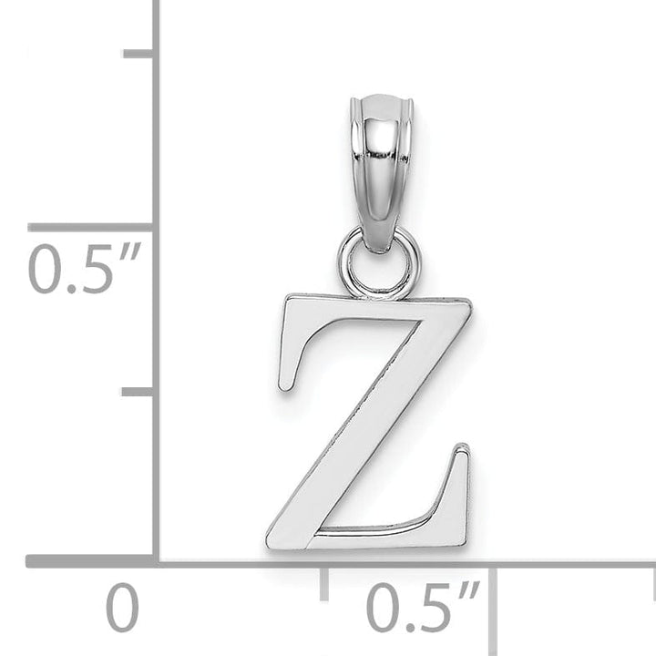 Lovely Rita's Pendants & Charms 14K White Gold Block Design Small Letter Z Initial Charm Pendant