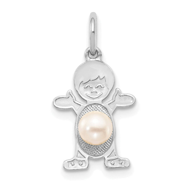 Lovely Rita's Pendants & Charms 14k White Gold Boy Oval Cultured Pearl
