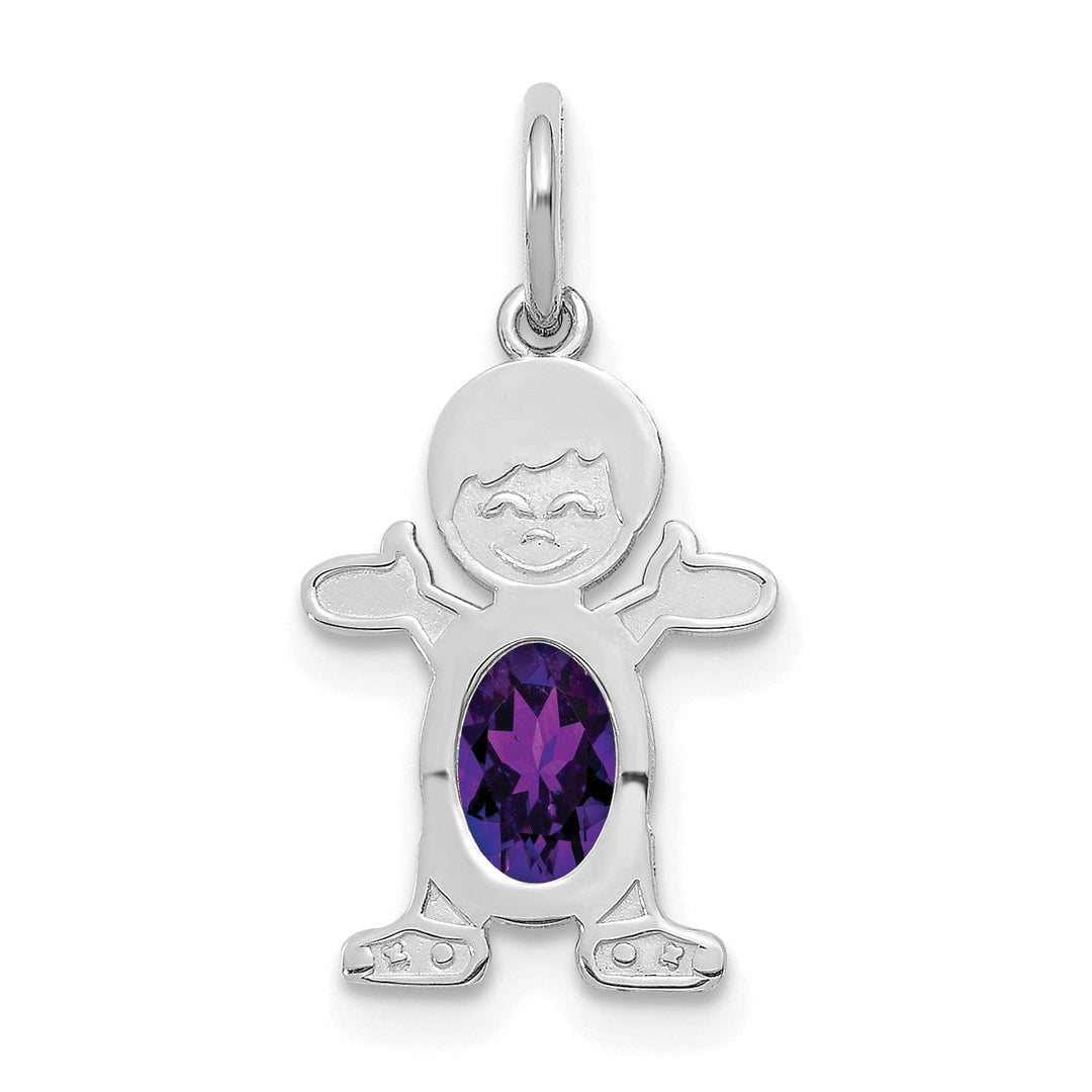 Lovely Rita's Pendants & Charms 14k White Gold Boy Oval Genuine Amethyst