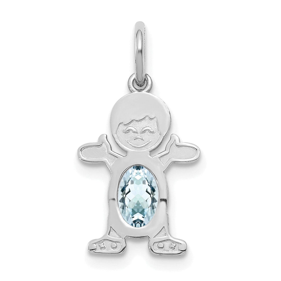 Lovely Rita's Pendants & Charms 14k White Gold Boy Oval Genuine Aquamarine