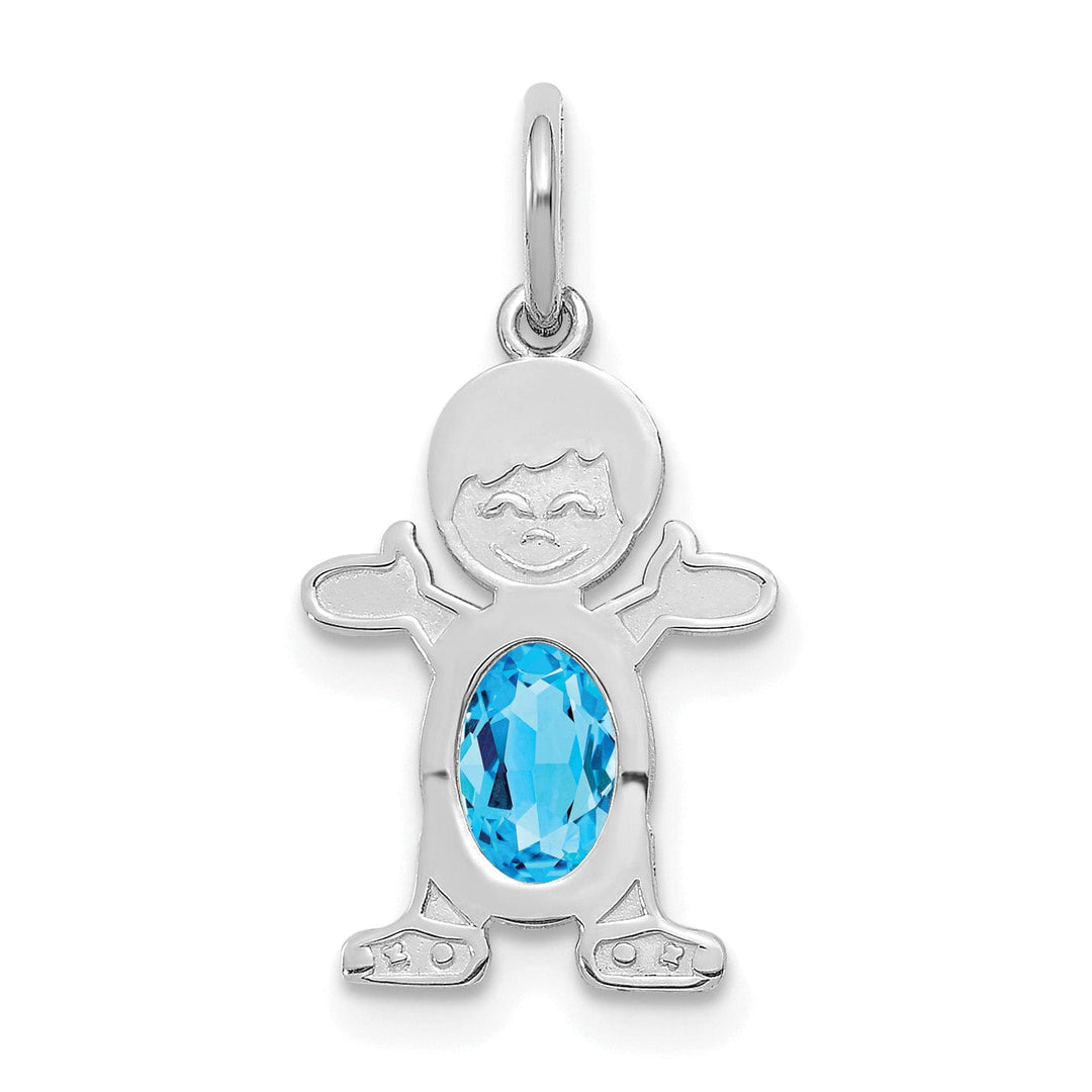 Lovely Rita's Pendants & Charms 14k White Gold Boy Oval Genuine Blue Topaz