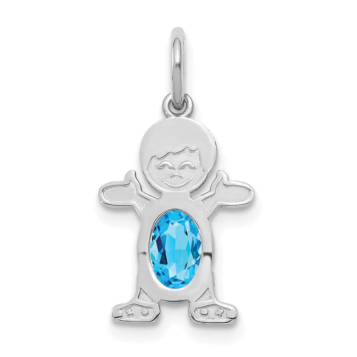 Lovely Rita's Pendants & Charms 14k White Gold Boy Oval Genuine Blue Topaz
