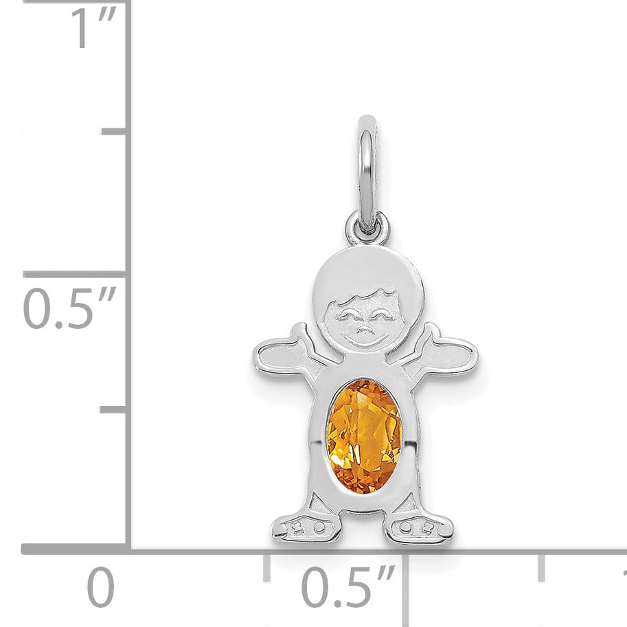 Lovely Rita's Pendants & Charms 14k White Gold Boy Oval Genuine Citrine