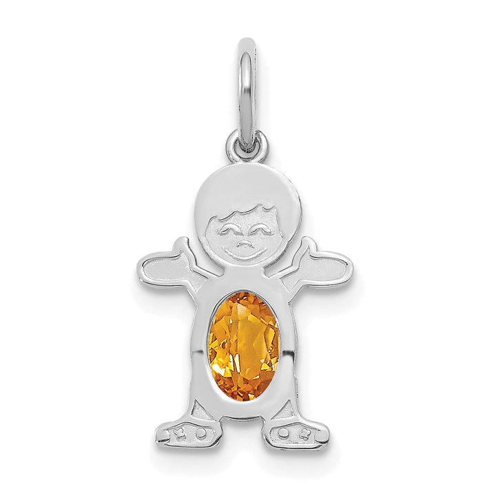 Lovely Rita's Pendants & Charms 14k White Gold Boy Oval Genuine Citrine
