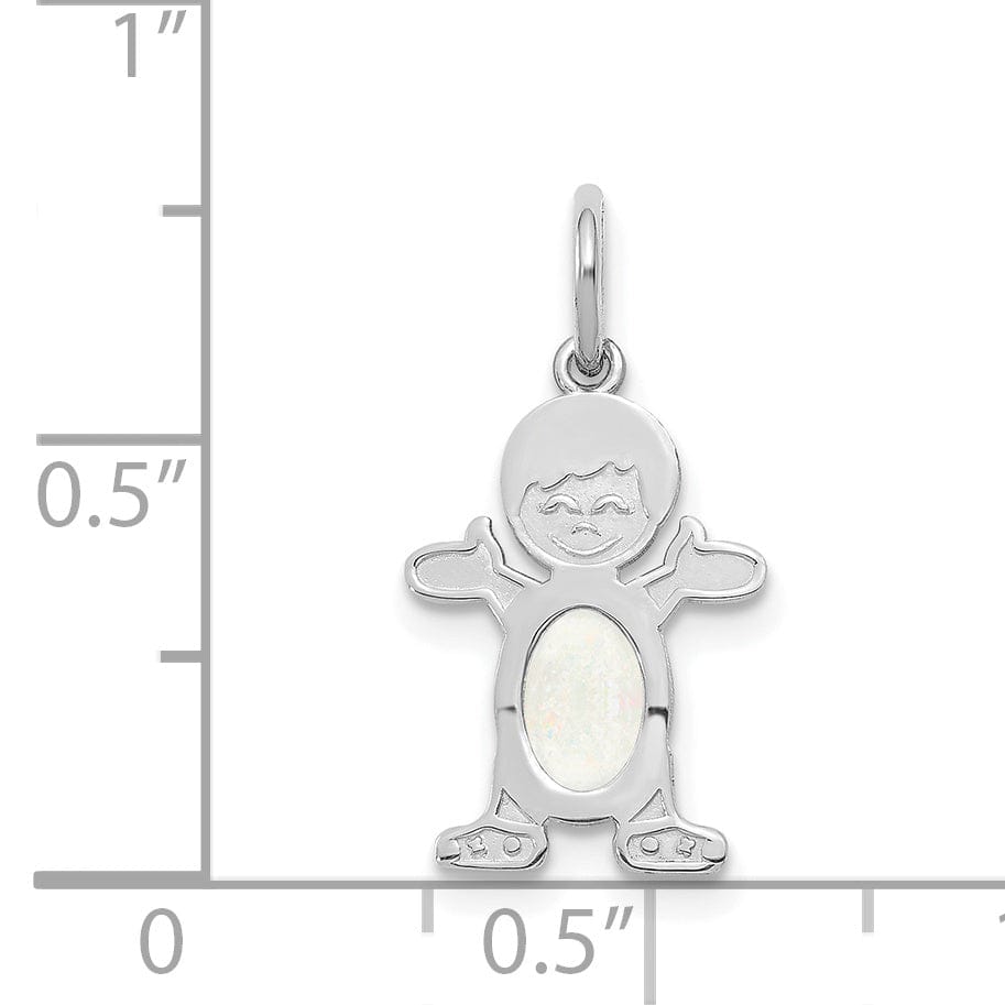 Lovely Rita's Pendants & Charms 14k White Gold Boy Oval Genuine Opal