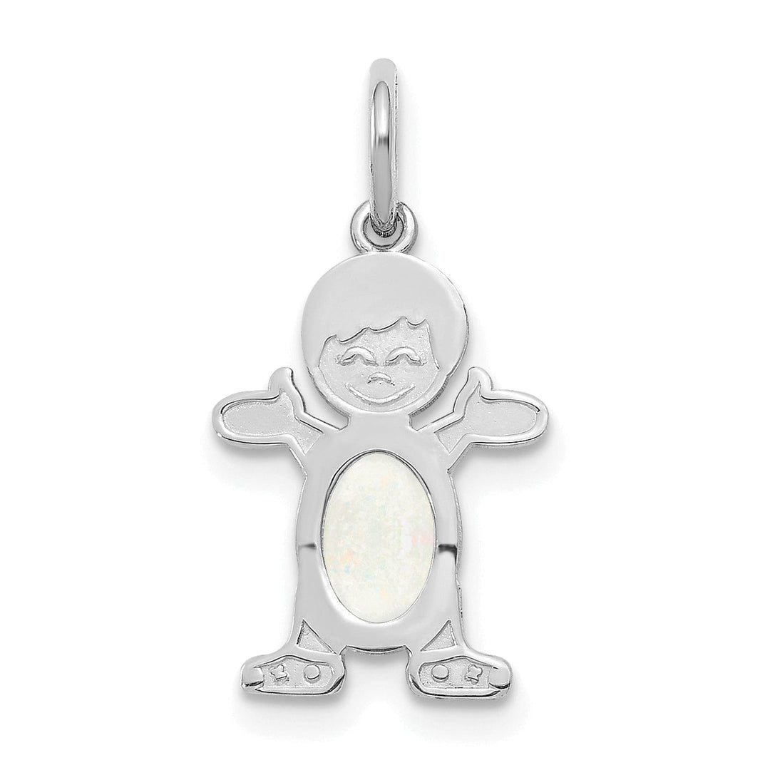 Lovely Rita's Pendants & Charms 14k White Gold Boy Oval Genuine Opal