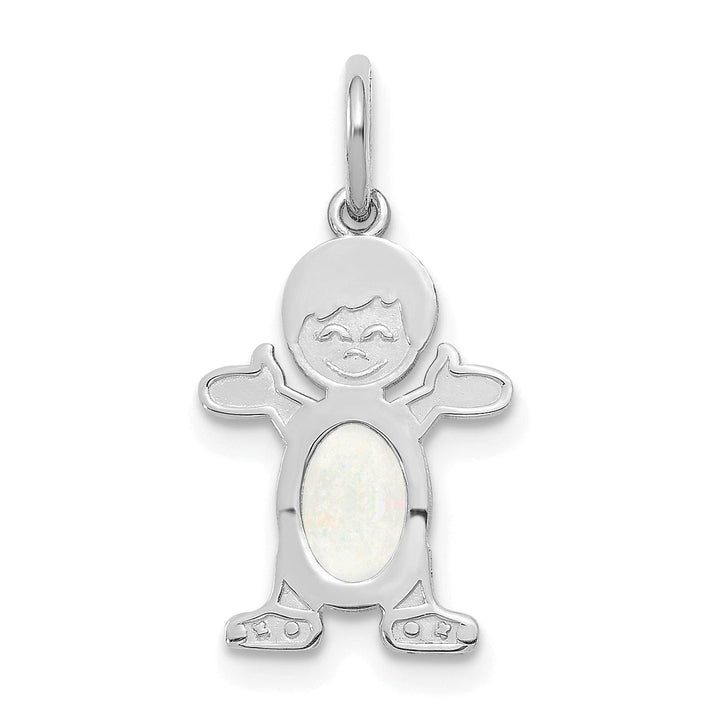 Lovely Rita's Pendants & Charms 14k White Gold Boy Oval Genuine Opal