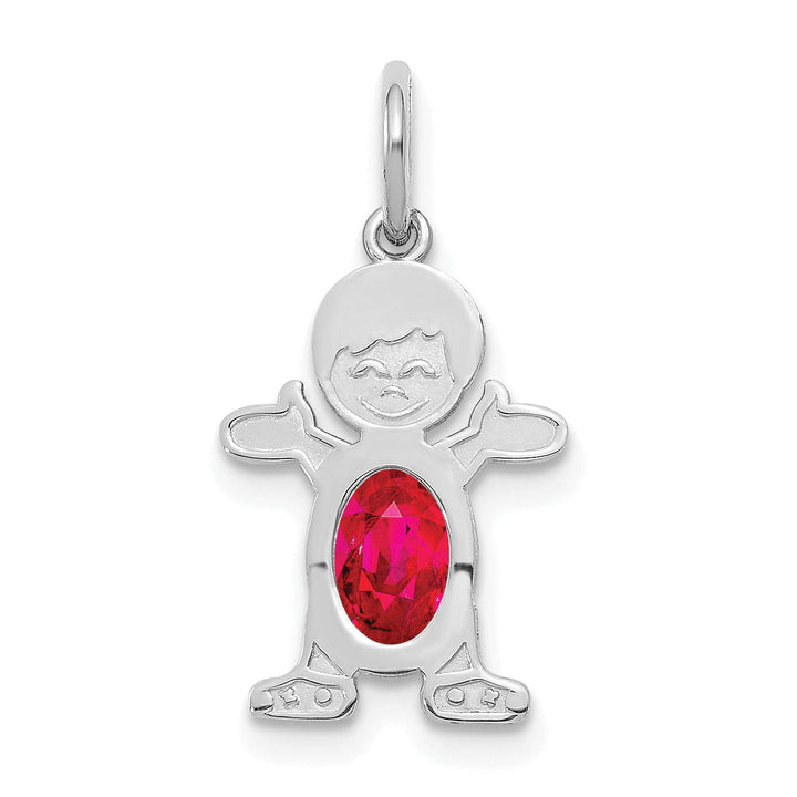 Lovely Rita's Pendants & Charms 14k White Gold Boy Oval Genuine Ruby