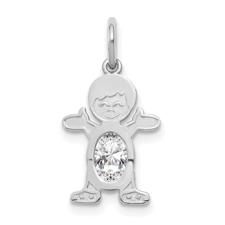 Lovely Rita's Pendants & Charms 14k White Gold Boy Oval Genuine White Topaz