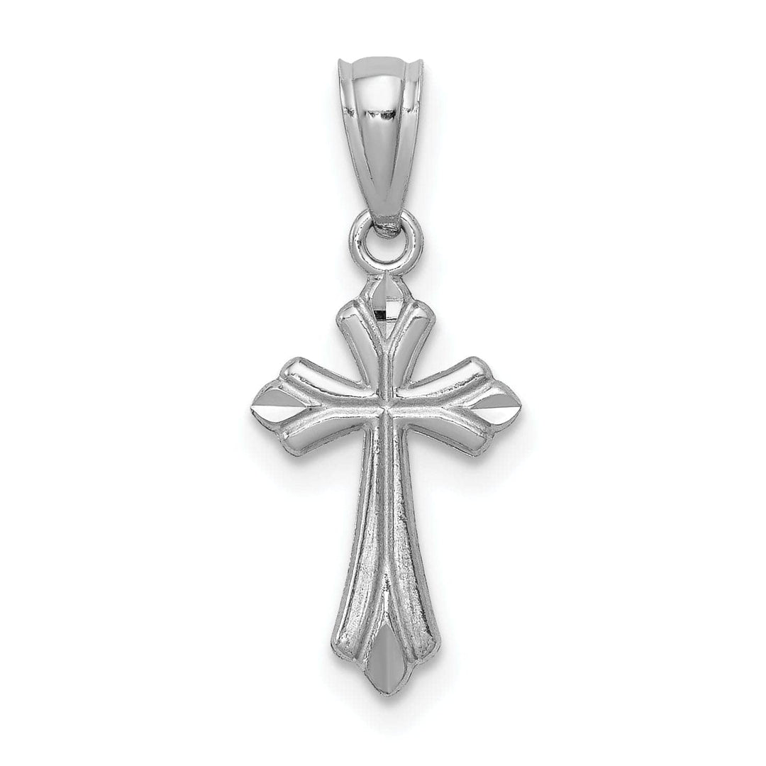 Lovely Rita's Pendants & Charms 14k White Gold Budded Cross Charm