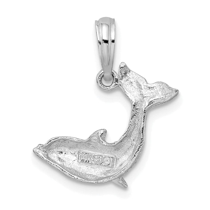 Lovely Rita's Pendants & Charms 14k White Gold Casted Open Back Polished Finish Jumping Dolphin Charm Pendant