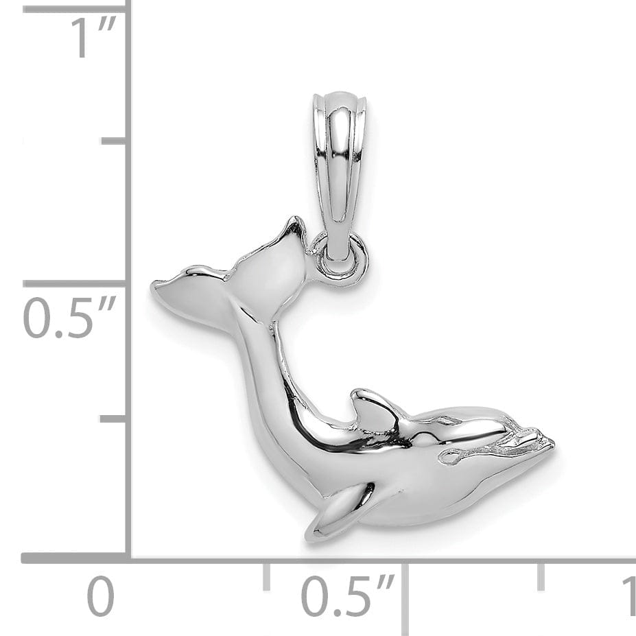 Lovely Rita's Pendants & Charms 14k White Gold Casted Open Back Polished Finish Jumping Dolphin Charm Pendant