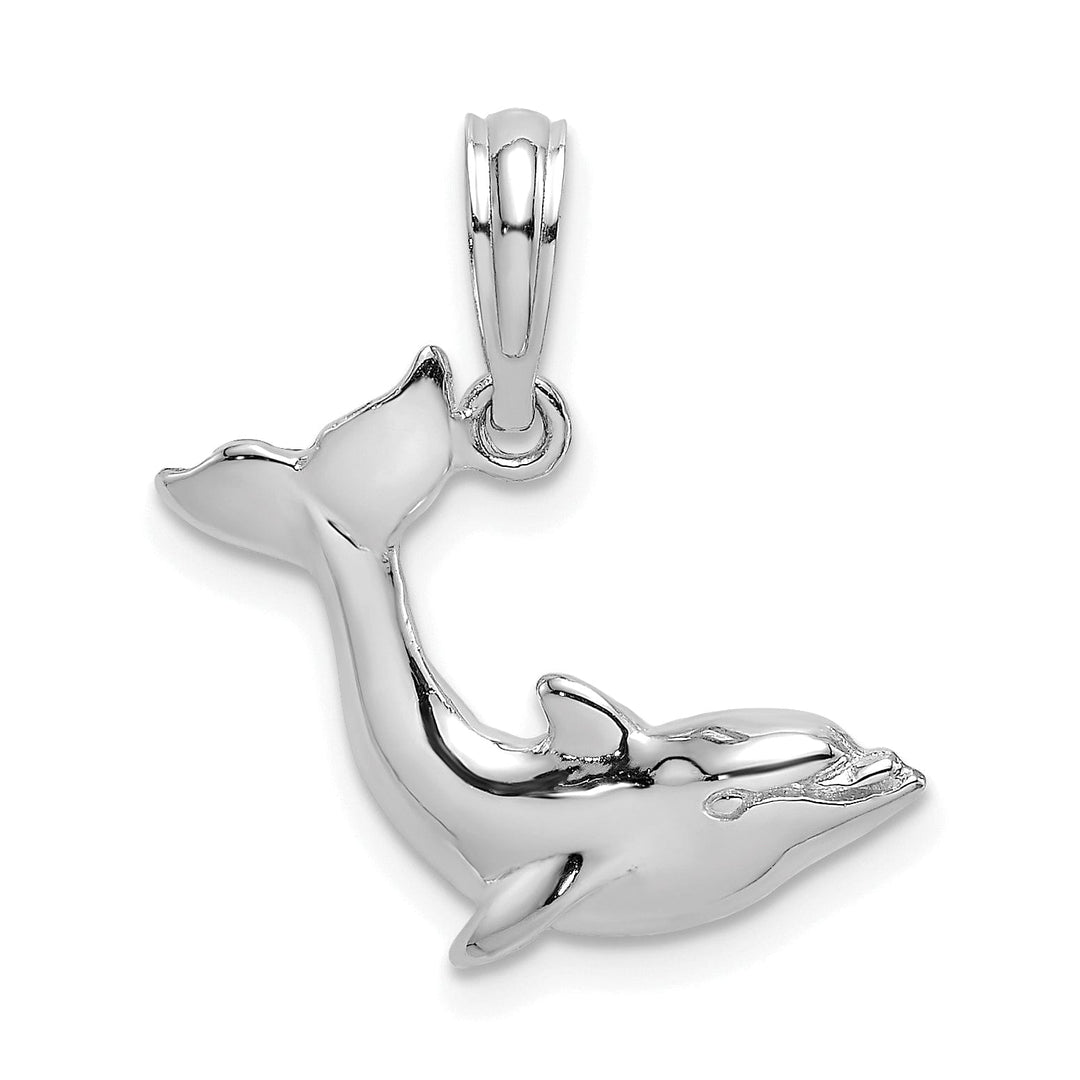 Lovely Rita's Pendants & Charms 14k White Gold Casted Open Back Polished Finish Jumping Dolphin Charm Pendant