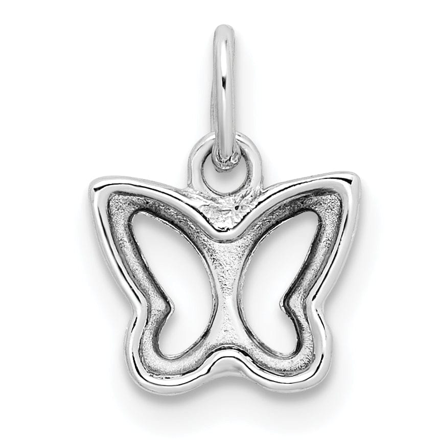 Lovely Rita's Pendants & Charms 14k White Gold Casted Open Back Solid Polished Finish Cut-out Butterfly Charm Pendant