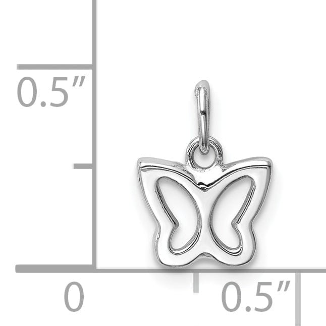 Lovely Rita's Pendants & Charms 14k White Gold Casted Open Back Solid Polished Finish Cut-out Butterfly Charm Pendant