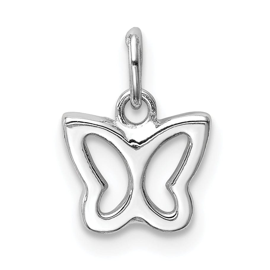 Lovely Rita's Pendants & Charms 14k White Gold Casted Open Back Solid Polished Finish Cut-out Butterfly Charm Pendant
