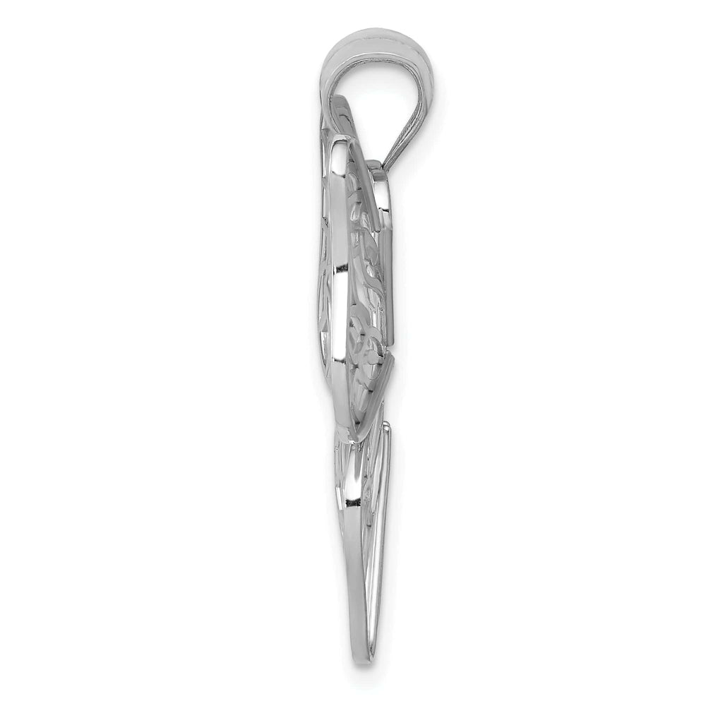 Lovely Rita's Pendants & Charms 14k White Gold Casted Open Back Solid Polished Finish Large Butterfly Charm Pendant