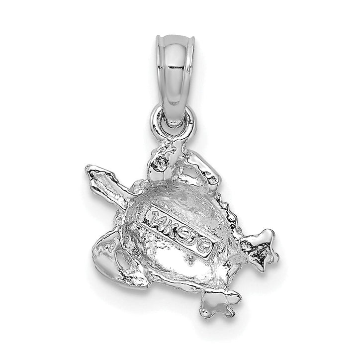 Lovely Rita's Pendants & Charms 14K White Gold  Casted Solid Polished and Textured Finish Sea Turtle Charm Pendant