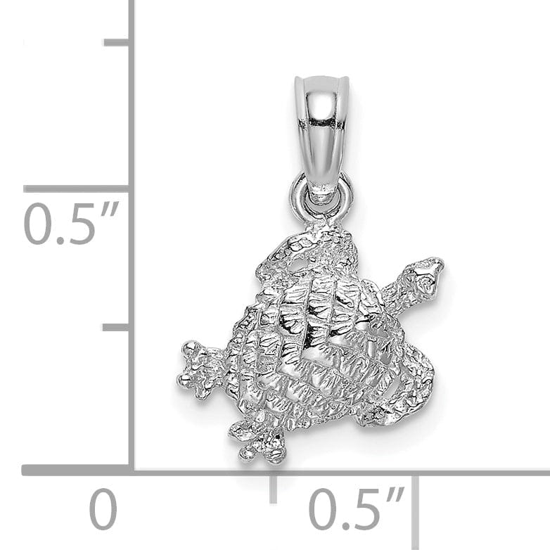 Lovely Rita's Pendants & Charms 14K White Gold  Casted Solid Polished and Textured Finish Sea Turtle Charm Pendant